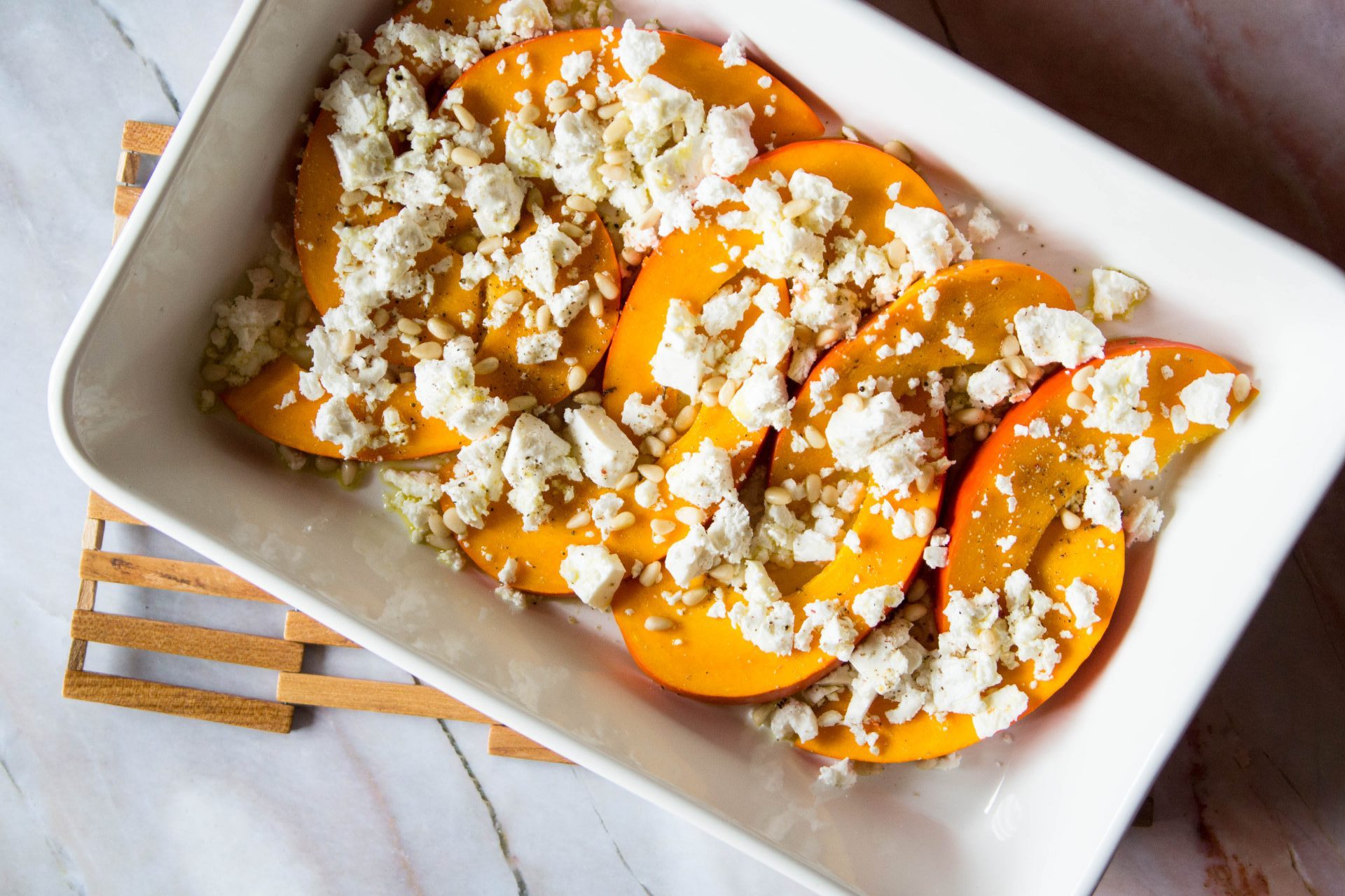 Kürbis mit Feta und Honig