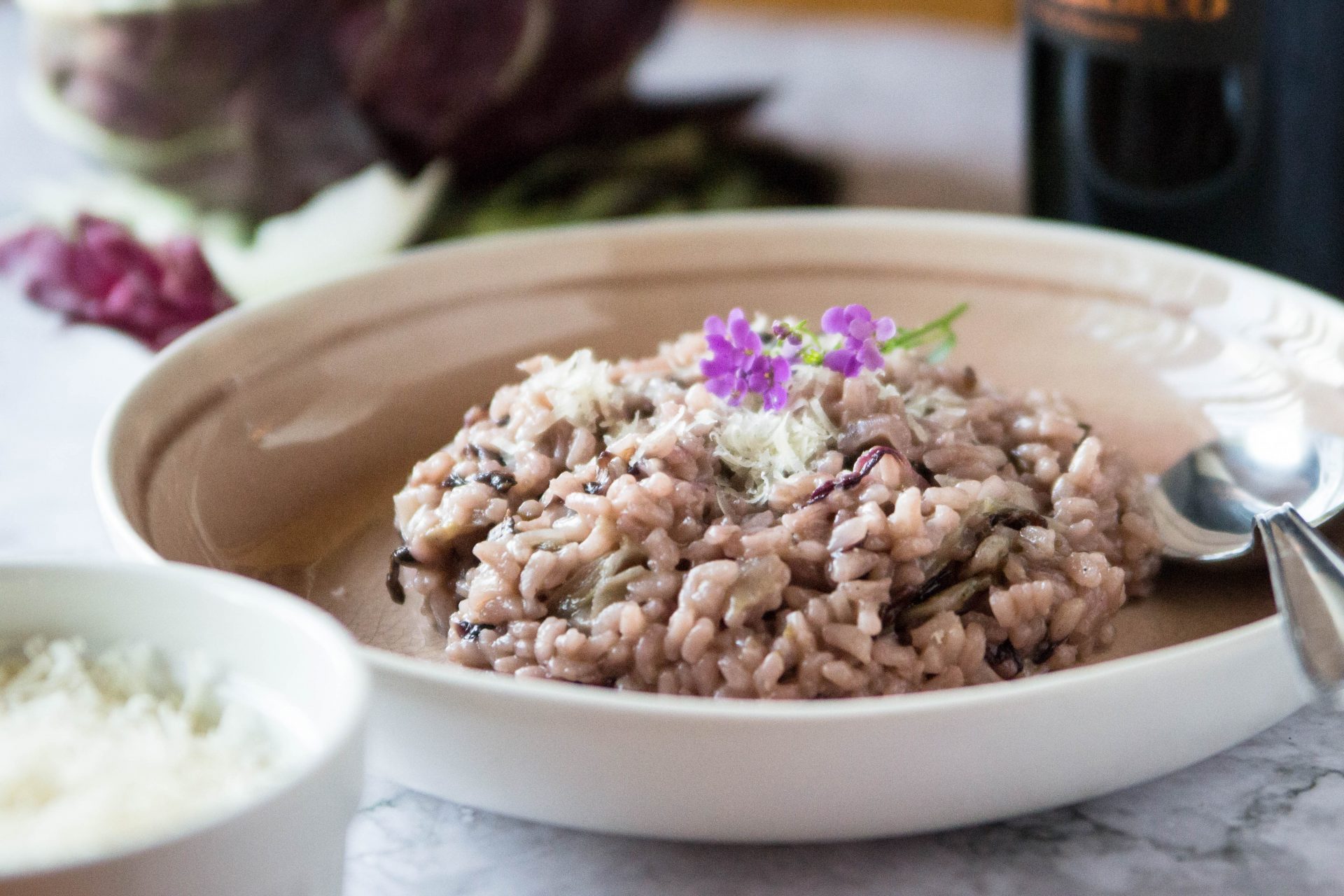 Rotwein-Risotto mit gebratenem Radicchio