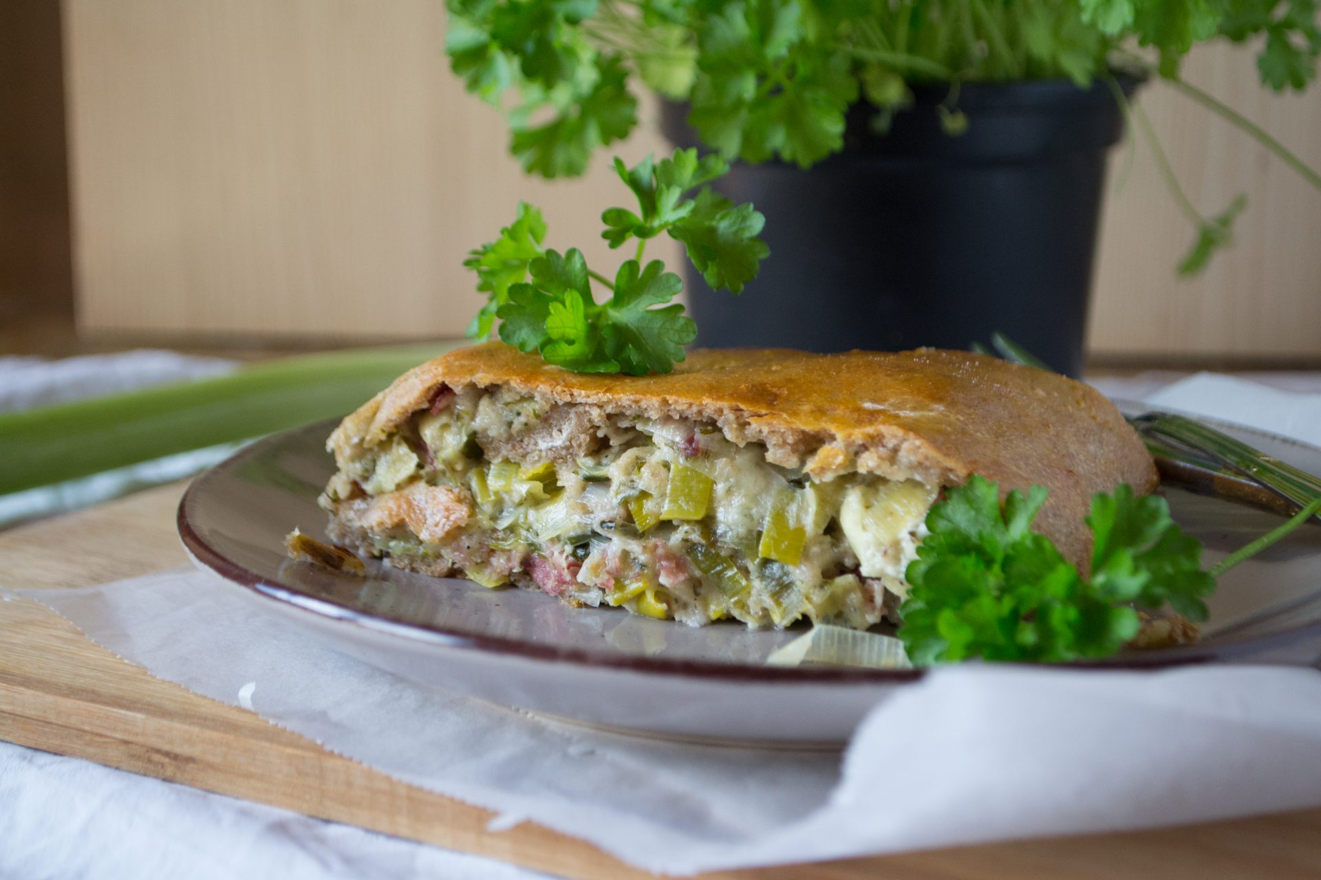 Vollkornstrudel mit Lauchfülle