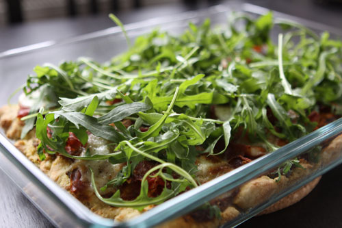 Rucola-Pizza (mit grünem Spargel)