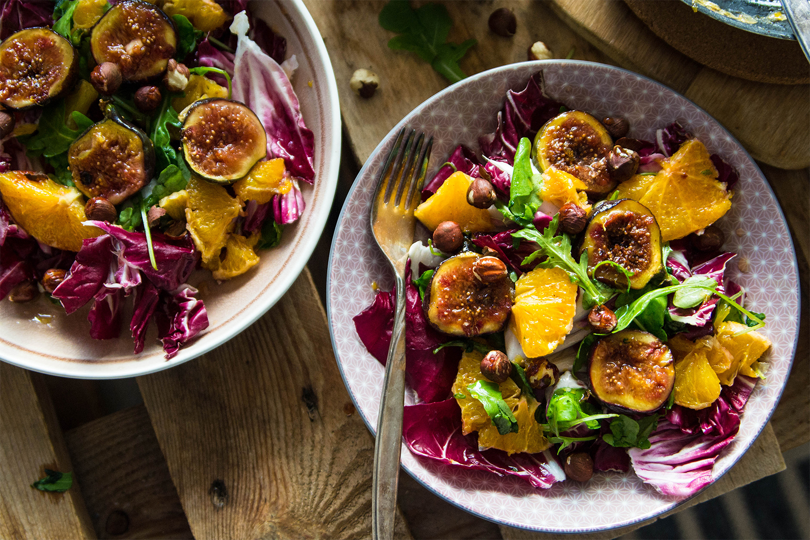 Radicchio mit karamellisierten Feigen und Orangen
