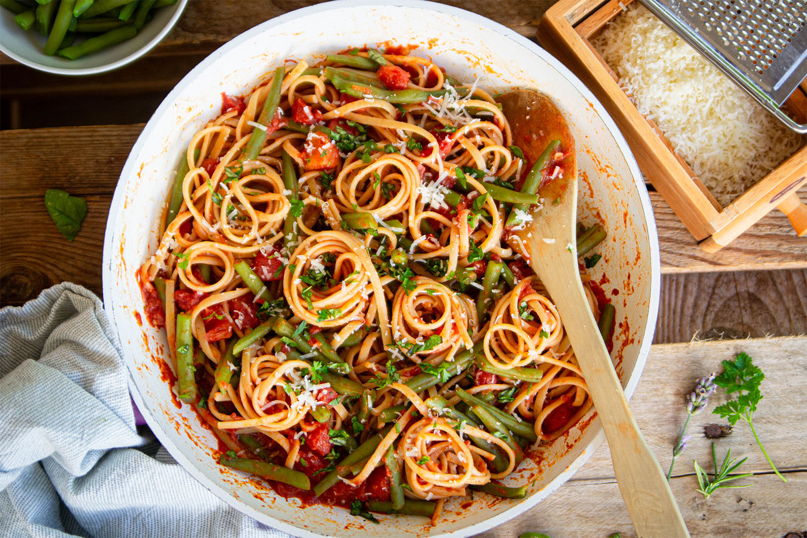 Pasta mit grünen Bohnen