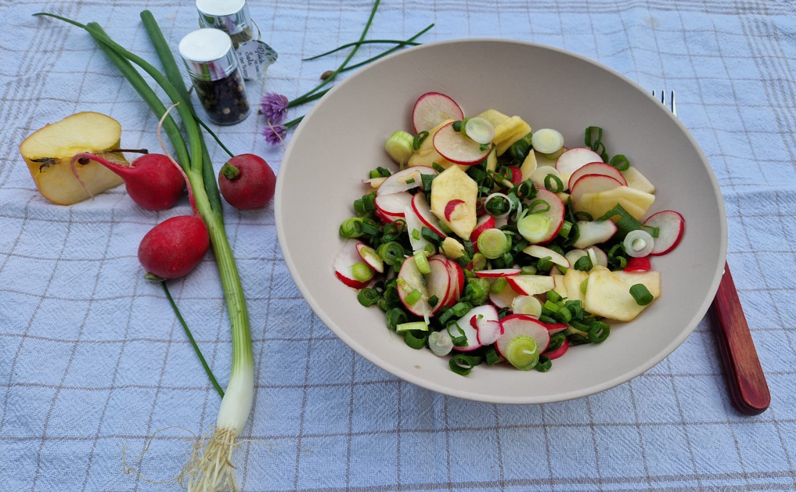Radieschensalat mit Apfel und Jungzwiebeln