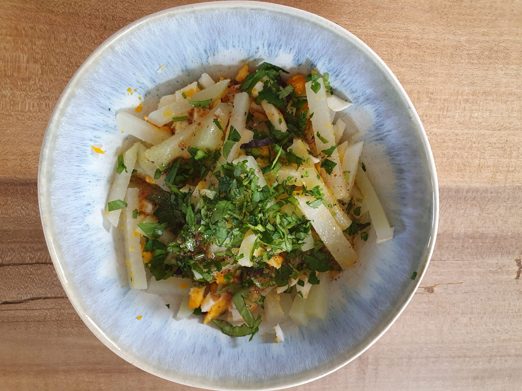 Marinierter Kohlrabi-Eier-Snack