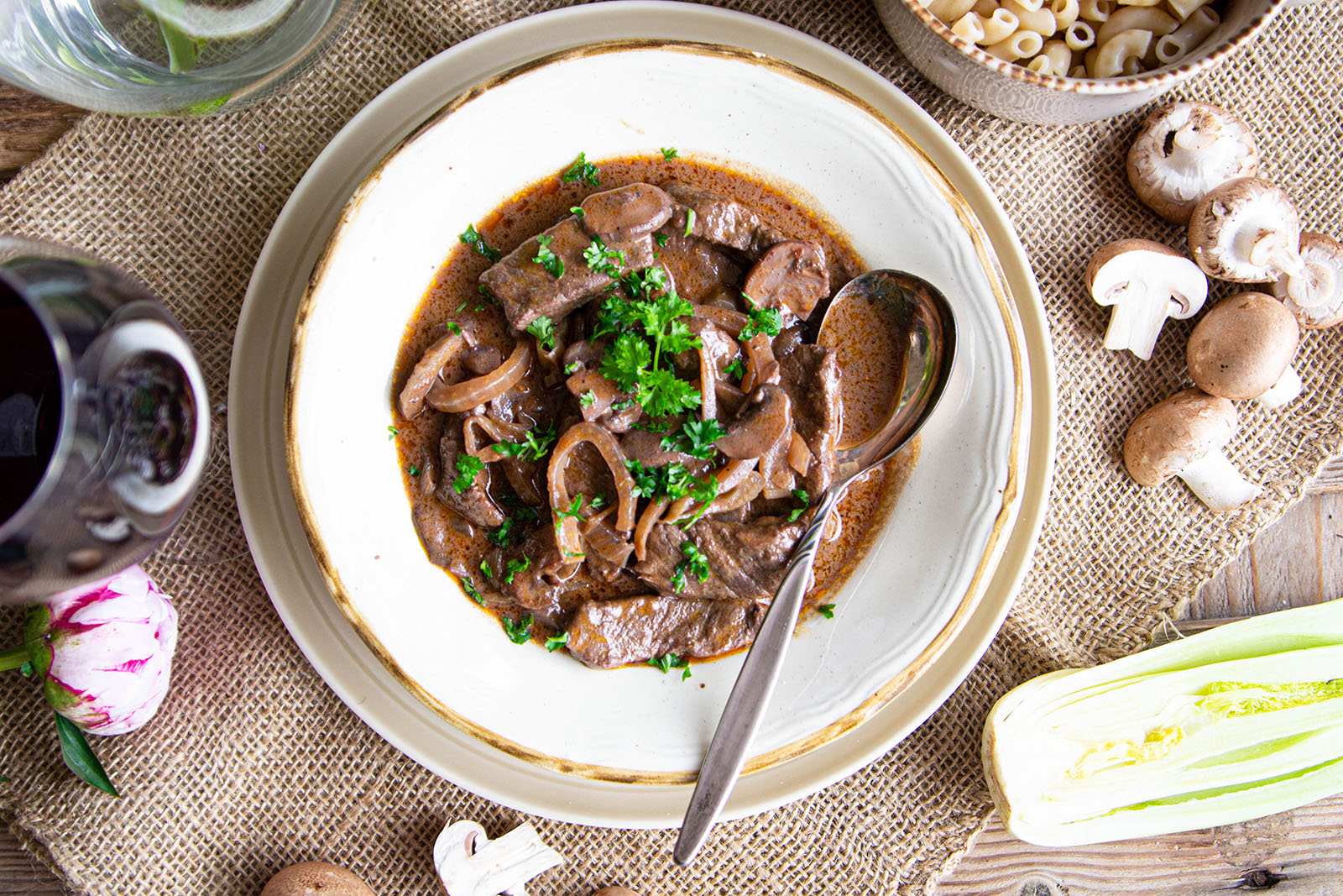 Rindsgeschnetzeltes mit Fenchel und Champignons
